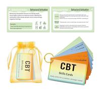 CBT Cards for Adults & Teens, 24 Cognitive Behavioral Therapy Flashcards for Anxiety, Depression, Stress Relief & Emotional Regulation, CBT Coping Skills Cards