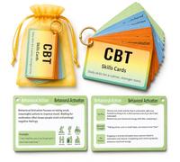 CBT Coping Skills Cards for Adults & Teens - 24 Cognitive Behavioral Therapy Cards for Anxiety Relief, Emotional Regulation, Stress Management, Mental Health Tools for Daily Practice