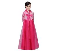 CBTRFASHION Korean Hanbok Costume for Girls (6-7 Years (130 cm), Red and Pink