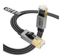 CBUS Cat 8 Ethernet Cable 1m Flat Braided 30AWG Pure Copper, F/FTP with Ground, 40Gbps 2000MHz, Slim Durable LAN Cable for Home & Office, Router, PC, Gaming, Modem - Available in 0.5m 1m 2m 3m 5m