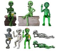 CBUWGF Alien Resin Statue Ornament, Funny Garden Ornaments, Cool Stuff with Ancient Aliens Ornament, Indoor Outdoor Yard Decor for Home Office Collectible Figurine Gift