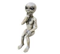 CBUWGF Alien Resin Statue Ornament, Funny Garden Ornaments, Cool Stuff with Ancient Aliens Ornament, Indoor Outdoor Yard Decor for Home Office Collectible Figurine Gift