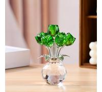 CBUWGF Creative Crystal Rose Sculpture Reflect Handmade Crystal Rose Bundle Colorful Small Rose Bouquet Ornaments Mother's Day