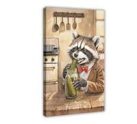 CBVHOAW Humanoid Raccoon Eating Pickles Canvas Poster Bedroom Decor Landscape Decor Gift 08x12inch(20x30cm)