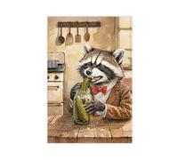 CBVHOAW Humanoid Raccoon Eating Pickles Canvas Poster Bedroom Decor Landscape Decor Gift 12x18inch(30x45cm)