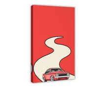 CBVHOAW Retro Red Muscle Car Canvas Poster Wall Art Print Picture Paintings 24x36inch(60x90cm)
