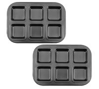 CBWERBB 2/4 Pack Muffin Tray 6 Cups Non Stick Baking Pan,10.43 x7.28 x1.18inches Black Carbon Steel Sturdy Cupcake Tin Muffin Mould Tray for Yorkshire Pudding Pies, Brownies(2 Pack)