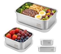 CBWERBB 2Pcs Stainless Steel Lunch Box,700ml & 400ml Meal Prep Containers Leakproof Airtight Food Storage Container for Meal Prep Sandwich Snack