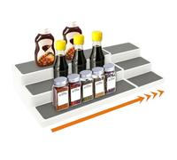 CBWERBB 3 Tier Expandable Spice Rack For Inside Cupboard,Non Slip Plastic Kitchen Shelf Organiser,Free Standing Seasoning & Jars Racks For Kitchen, Countertop, Pantry And Bathroom