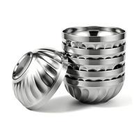 CBWERBB 6 Pack Stainless Steel Bowls,400ml/700ml Double Walled Insulated Snack Bowl Set,Lightweight Salad Bowls Metal Soup Bowl Multipurpose for Rice,Noodle,Fruit,Cereal,Ice Cream(Silver-6-700ml)