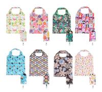 CBWERBB 8 Pcs Foldable Shopping Tote Bag,Reusable Eco-Friendly Grocery Tote Bags Foldable in a Pouch,Large Capacity Washable Grocery Totes for Daily Shopping Travel Storage