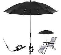 CBWERBB Beach Chair Umbrella,360° Adjustable Beach Umbrella Chair Parasol with Clamp,Sun Protection Stroller Parasol,Clip on Umbrellas for Garden,Patio,Strollers,Wheelchairs,Golf Carts