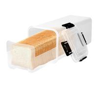 CBWERBB Bread Storage Container,Loaf Bread Box with Airtight Lid,Plastic Sandwich Loaf Dispenser to Keep Fresh,Reusable Food Storage Container for Homemade Breads Bagel Rolls(Black Lid with Tray)