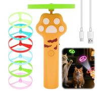 CBWERBB Interactive Cat Flying Disc Launcher Toy,Cat Fetch Toy Propeller Launcher, Flying Saucer Toys for Kitten Puppy Chasing Training with Colorful Propellers Set for Cats and Dogs