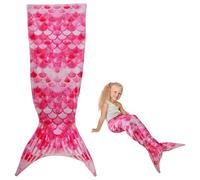CBWERBB Mermaid Tail Blanket,50x145cm Flannel Mermaid Tail Sleeping Bag Wearable Sleeping Blanket for Girls,Fish Scale Design Snuggle Blankets Soft Sleeping Bag for Toddlers Teens (Red)