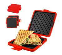 CBWERBB Microwave Toastie Maker,Microwave Toastie Sandwich Maker, Silicone Microwaveable Cookware, Heatwave Technology Non-Stick Plates Wireless for Cooking Delicious Crispy Sandwiches (Red)