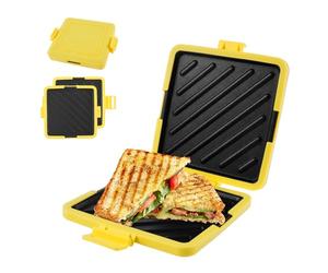 CBWERBB Microwave Toastie Maker,Microwave Toastie Sandwich Maker, Silicone Microwaveable Cookware, Heatwave Technology Non-Stick Plates Wireless for Cooking Delicious Crispy Sandwiches (Yellow)
