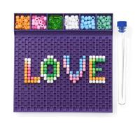 CBWERBB Pony Bead Stringing Tray,Purple Nylon Kandi Bracelet Making Board with 17-Row Deep Grooves for 6x9mm Beads, Includes 3 Beading Needles & Storage Tube for DIY Crafts