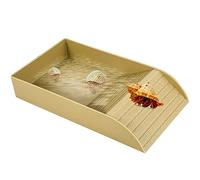 CBWERBB Reptile Feeding Box Dish, Tortoise Food Dish Plastic Tortoise Water Bowl, Water Food Bowls with Anti-Slip Ramp for Reptiles Such as Turtles, Horned Frogs, and Lizards (Brown, Large)