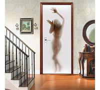 CBWRAW 3D Art Door Sticker For Bedroom Livingroom Bathroom Body Art Silhouette Wall Decal Reusable Self-Adhesive Waterproof Vinyl Door Murals Poster Wallpaper Home Decoration 30.3“X78.7