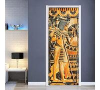 CBWRAW 3D Door Stickers Ancient Egyptian Figure Statue For Interior Doors Waterproof Self Adhesive Kids Nursery Bedrooms Bathroom Toilet Home Decoration Diy Removable Vinyl Wall Art Murals 30.3"X78.7"