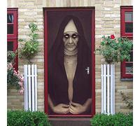 CBWRAW 3D Door Stickers Halloween Horror Nun For Interior Doors Waterproof Self Adhesive Kids Nursery Bedrooms Bathroom Toilet Home Decoration Diy Removable Vinyl Wall Art Murals 30.3"X78.7"