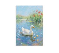 CBWVUWHJW A Domestic Duck in The Water, Chasing Floating Bread Crumbs Fashionable Wall Decor - Hanging Art Poster And Mural24x36inch(60x90cm)