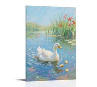 CBWVUWHJW A Domestic Duck in The Water, Chasing Floating Bread Crumbs Fashionable Wall Decor - Hanging Art Poster And Mural12x18inch(30x45cm)