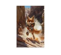 CBWVUWHJW A Fox in Trail Shoes Jogs A Steep Canyon Path, Dust Spiraling from Each Paw. Fashionable Wall Decor - Hanging Art Poster And Mural24x36inch(60x90cm)