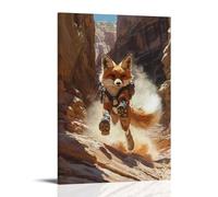 CBWVUWHJW A Fox in Trail Shoes Jogs A Steep Canyon Path, Dust Spiraling from Each Paw. Fashionable Wall Decor - Hanging Art Poster And Mural16x24inch(40x60cm)