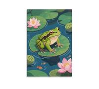 CBWVUWHJW A Frog Squatting on A Lotus Leaf, Eyes Looking at The Water Fashionable Wall Decor - Hanging Art Poster And Mural16x24inch(40x60cm)