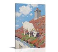 CBWVUWHJW A Goat on The Roof, Eating Weeds on The Roof Fashionable Wall Decor - Hanging Art Poster And Mural24x36inch(60x90cm)