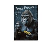 CBWVUWHJW A Gorilla in Glasses Teaches A Chalkboard Class Titled “Banana Economics 101.” Fashionable Wall Decor - Hanging Art Poster And Mural12x18inch(30x45cm)