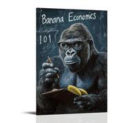 CBWVUWHJW A Gorilla in Glasses Teaches A Chalkboard Class Titled “Banana Economics 101.” Fashionable Wall Decor - Hanging Art Poster And Mural12x18inch(30x45cm)