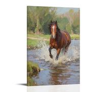 CBWVUWHJW A Horse Splashes through A Shallow Stream Fashionable Wall Decor - Hanging Art Poster And Mural16x24inch(40x60cm)