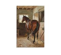 CBWVUWHJW A Horse Stands in The Stable, Swishing Its Tail Fashionable Wall Decor - Hanging Art Poster And Mural08x12inch(20x30cm)