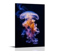 CBWVUWHJW A Jellyfish Floating in Slow Ballet Beneath Invisible Waters, Glowing in Oils over An Indigo Abyss. Fashionable Wall Decor - Hanging Art Poster And Mural24x36inch(60x90cm)