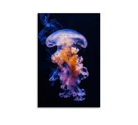 CBWVUWHJW A Jellyfish Floating in Slow Ballet Beneath Invisible Waters, Glowing in Oils over An Indigo Abyss. Fashionable Wall Decor - Hanging Art Poster And Mural20x30inch(50x75cm)