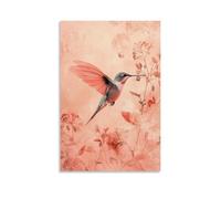 CBWVUWHJW A Joyful Hummingbird Darting from Invisible Bloom to Bloom Against A Light Coral Haze of Imagined Gardens. Fashionable Wall Decor - Hanging Art Poster And Mural16x24inch(40x60cm)