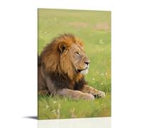 CBWVUWHJW A Lion Lies on The Grassland, Scanning Around Fashionable Wall Decor - Hanging Art Poster And Mural12x18inch(30x45cm)