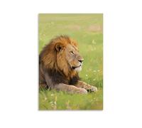 CBWVUWHJW A Lion Lies on The Grassland, Scanning Around Fashionable Wall Decor - Hanging Art Poster And Mural20x30inch(50x75cm)