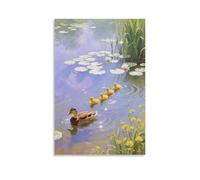CBWVUWHJW A Mother Duck Leading Ducklings, Teaching Them to Swim in Shallow Water Fashionable Wall Decor - Hanging Art Poster And Mural20x30inch(50x75cm)