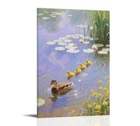 CBWVUWHJW A Mother Duck Leading Ducklings, Teaching Them to Swim in Shallow Water Fashionable Wall Decor - Hanging Art Poster And Mural20x30inch(50x75cm)