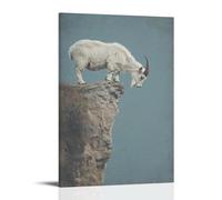 CBWVUWHJW A Mountain Goat Perches on An Invisible Cliff Against A Faded Slate Blue, Defying Gravity And Embracing Stillness. Fashionable Wall Decor - Hanging Art Poster And Mural08x12inch(20x30cm)