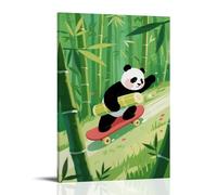 CBWVUWHJW A Panda on A Skateboard Rushing Down A Bamboo Forest Slope, The Bamboo Shoot in Its Arms Wobbling Fashionable Wall Decor - Hanging Art Poster And Mural08x12inch(20x30cm)