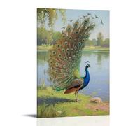 CBWVUWHJW A Peacock Spreads Its Tail, Facing The Lake Fashionable Wall Decor - Hanging Art Poster And Mural24x36inch(60x90cm)