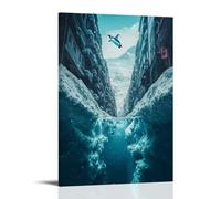 CBWVUWHJW A Penguin Dives from A Snowy Iceberg Into The Clear Blue Sea Below. Fashionable Wall Decor - Hanging Art Poster And Mural12x18inch(30x45cm)