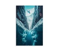 CBWVUWHJW A Penguin Dives from A Snowy Iceberg Into The Clear Blue Sea Below. Fashionable Wall Decor - Hanging Art Poster And Mural16x24inch(40x60cm)