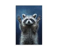 CBWVUWHJW A Raccoon Frozen Mid-paw Against A Navy Blue Field, Its Masked Face Reflecting A Thief Caught in Quiet. Fashionable Wall Decor - Hanging Art Poster And Mural12x18inch(30x45cm)