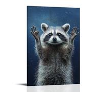 CBWVUWHJW A Raccoon Frozen Mid-paw Against A Navy Blue Field, Its Masked Face Reflecting A Thief Caught in Quiet. Fashionable Wall Decor - Hanging Art Poster And Mural24x36inch(60x90cm)